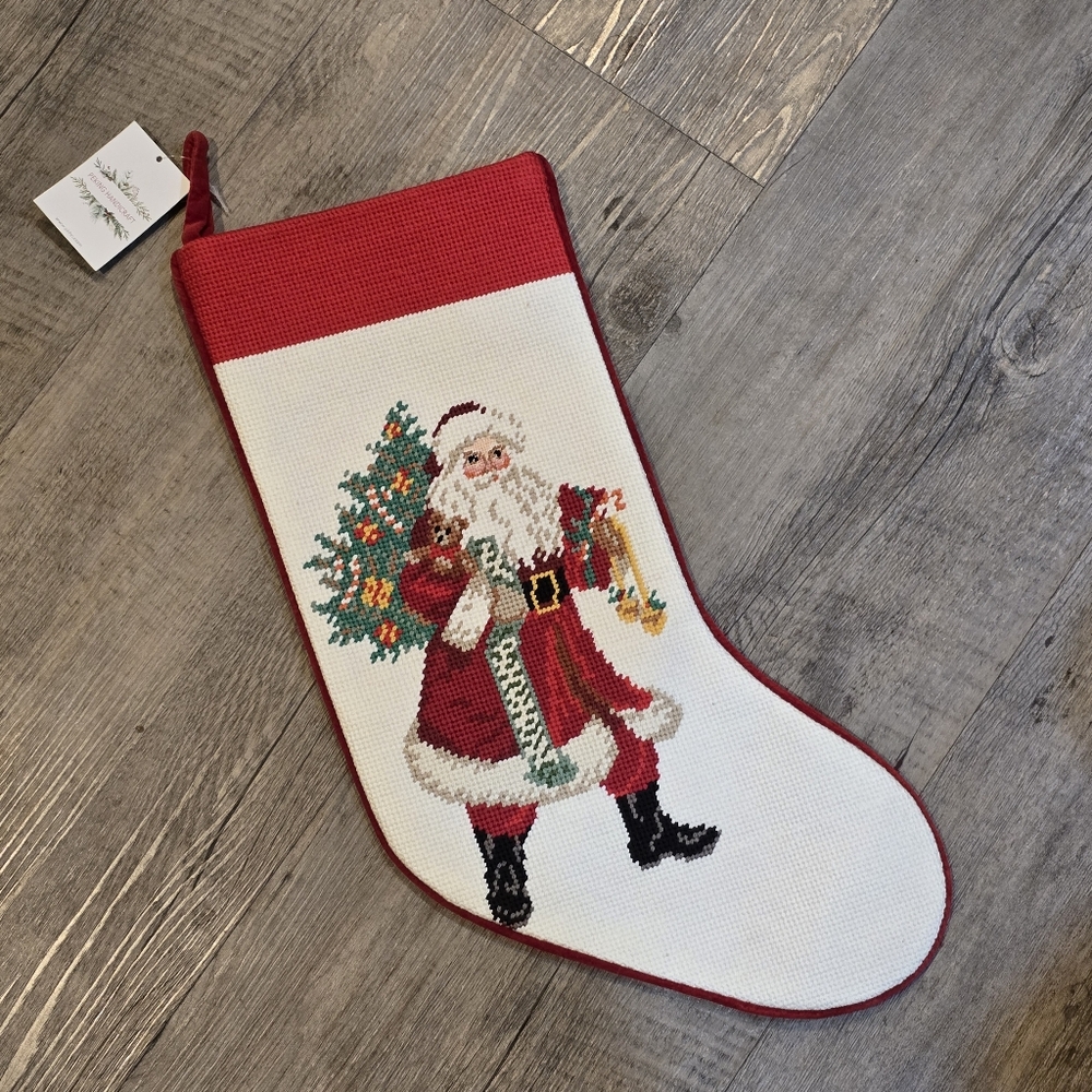 Peking Handicraft Festive Red and White Santa Christmas Stocking